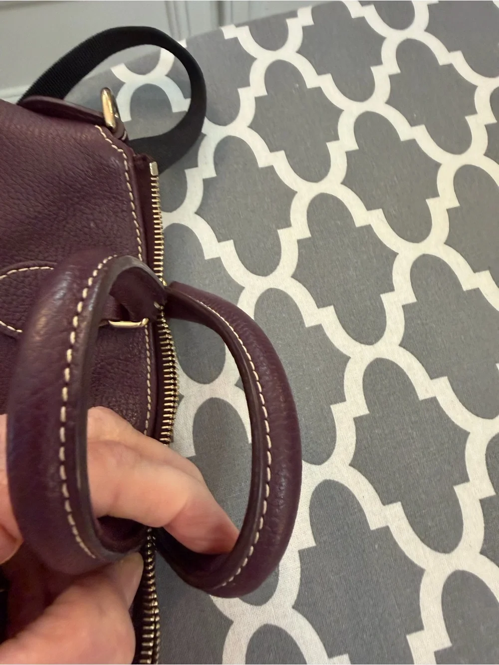 Dooney & Bourke Burgundy Leather Satchel with Gold Hardware